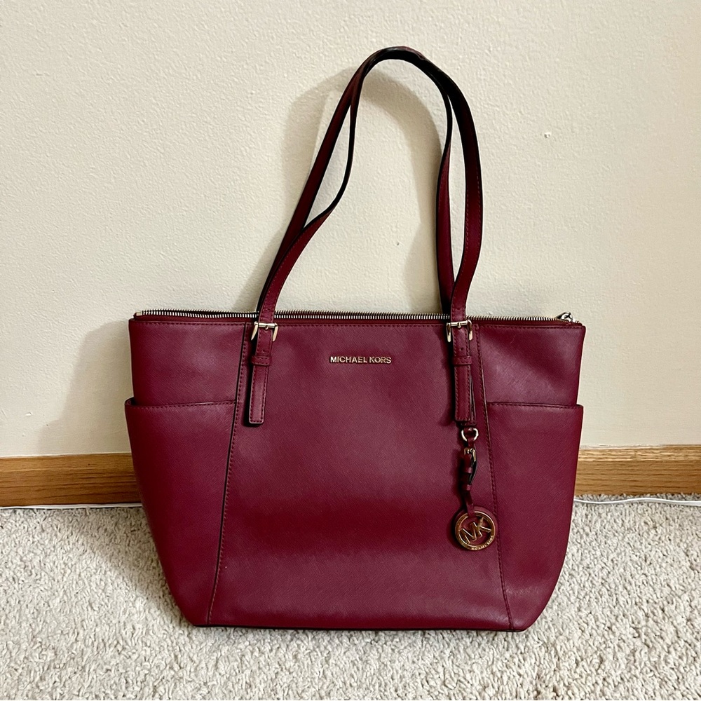 Michael Kors Burgundy Tote Bag